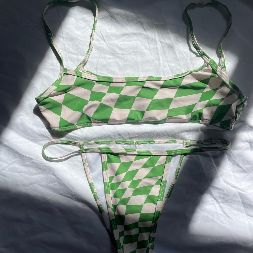 green checkered bikini